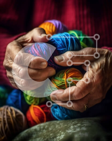 Intra Συλλεκτικό Ξύλινο Παζλ Plywood  4mm - Όμορφη εικόνα της ηλικιωμένης γυναίκας που κρατά νήματα Σε Ξύλινο Κουτί - Διαστάσεις Puzzle: 10x10 cm – 25 κομμάτια