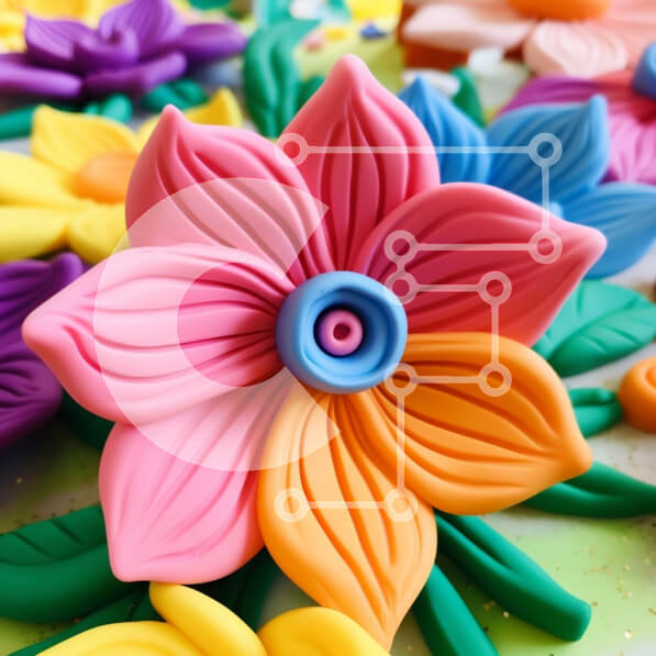 Intra Συλλεκτικό Ξύλινο Παζλ Plywood  4mm - Πολύχρωμα πλαστικά λουλούδια τοποθετημένα σε κύκλο Σε Ξύλινο Κουτί - Διαστάσεις: 10x10 cm – 25 κομμάτια