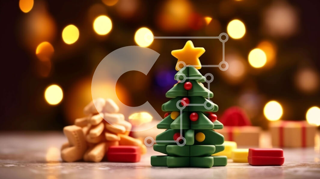 Intra Συλλεκτικό Ξύλινο Παζλ Plywood  4mm - Παιχνίδι χριστουγεννιάτικο δέντρο με δώρα και στολίδια Σε Ξύλινο Κουτί - Διαστάσεις: 10x10 cm – 25 κομμάτια