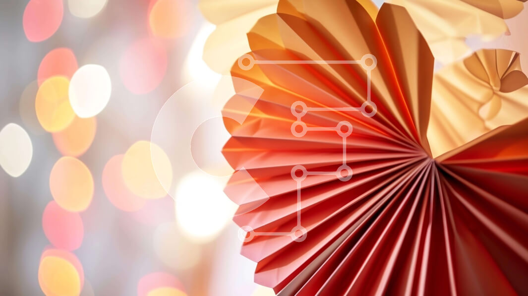 Intra Συλλεκτικό Ξύλινο Παζλ Plywood  4mm - Πολύχρωμο ανεμιστήρας από χαρτί Origami σε σχήμα καρδιάς Σε Ξύλινο Κουτί - Διαστάσεις Puzzle: 10x10 cm – 25 κομμάτια