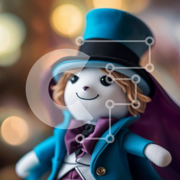 Intra Συλλεκτικό Ξύλινο Παζλ Plywood  4mm - Αξιολάτρευτη εικόνα λούτρινου ζώου με μπλε καπέλο και μωβ παπιγιόν Σε Ξύλινο Κουτί - Διαστάσεις: 10x10 cm – 25 κομμάτια