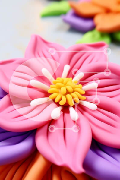 Intra Συλλεκτικό Ξύλινο Παζλ Plywood  4mm - Κοντινή όψη ενός πολύχρωμου λουλουδιού φοντάν Σε Ξύλινο Κουτί - Διαστάσεις Puzzle: 10x10 cm – 25 κομμάτια