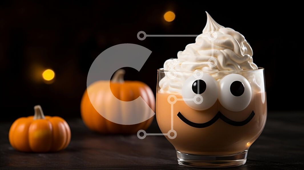 Σετ των 2 Intra Συλλεκτικό Ξύλινο Παζλ Plywood  4mm - Ρόφημα κολοκύθας με θέμα το Halloween με σαντιγί και βολβούς ματιών Σε Ξύλινο Κουτί - Διαστάσεις: 10x10 cm – 25 κομμάτια