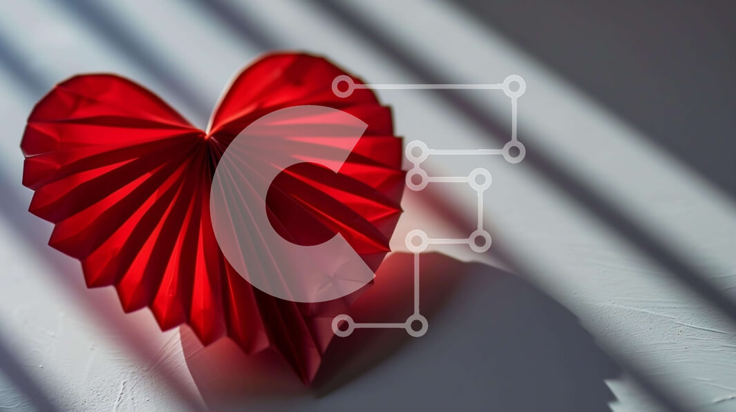 Intra Συλλεκτικό Ξύλινο Παζλ Plywood  4mm - Κόκκινη καρδιά Origami στο τραπέζι με σκιές Σε Ξύλινο Κουτί - Διαστάσεις Puzzle: 10x10 cm – 25 κομμάτια