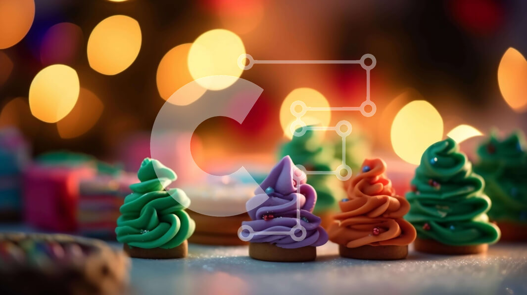 Σετ των 2 Intra Συλλεκτικό Ξύλινο Παζλ Plywood  4mm - Πολύχρωμα διακοσμημένα μπισκότα με δέντρα με φοντάν Σε Ξύλινο Κουτί - Διαστάσεις: 10x10 cm – 25 κομμάτια