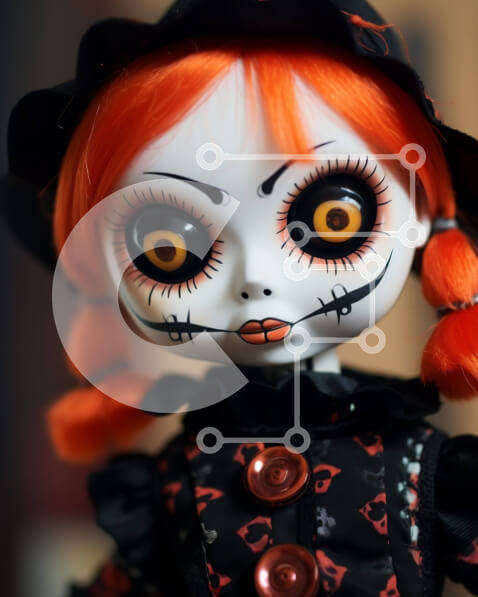 Intra Συλλεκτικό Ξύλινο Παζλ Plywood  4mm - Απόκοσμη κούκλα με πορτοκαλί μαλλιά και μοναδικά χαρακτηριστικά Σε Ξύλινο Κουτί - Διαστάσεις: 10x10 cm – 25 κομμάτια