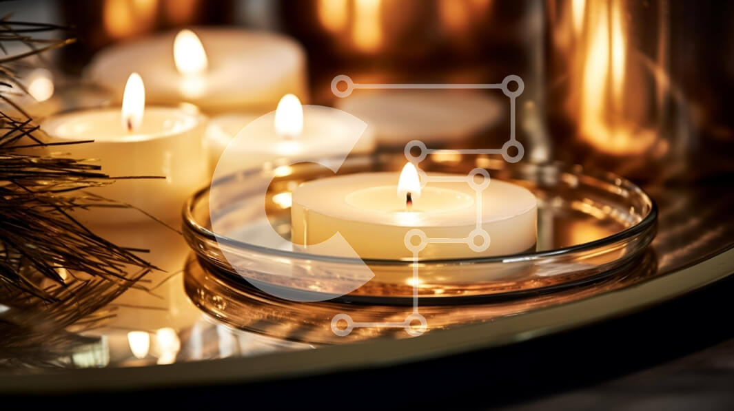 Intra Συλλεκτικό Ξύλινο Παζλ Plywood  4mm - Κεριά σε δίσκο με κλαδιά και κουκουνάρια Σε Ξύλινο Κουτί - Διαστάσεις Puzzle: 10x10 cm – 25 κομμάτια