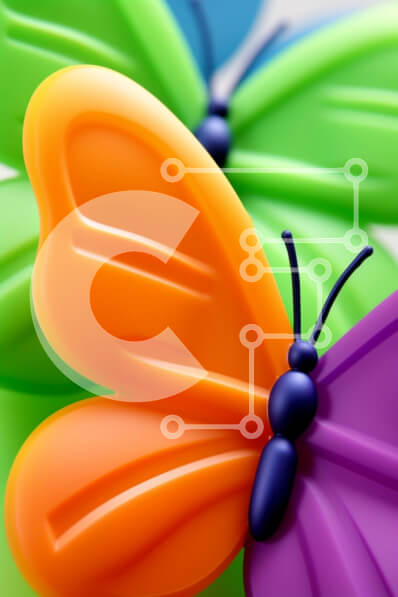 Σετ των 2 Intra Συλλεκτικό Ξύλινο Παζλ Plywood  4mm - Κοντινό πλάνο πολύχρωμων ειδωλίων πεταλούδων Σε Ξύλινο Κουτί - Διαστάσεις: 10x10 cm – 25 κομμάτια