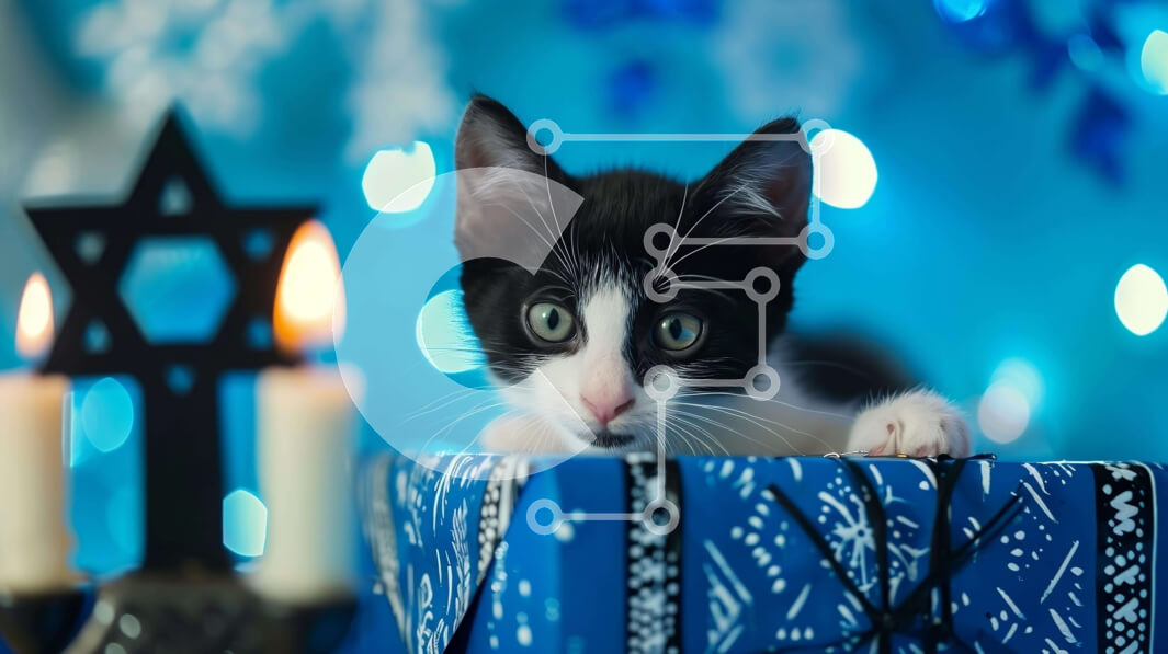 Intra Συλλεκτικό Ξύλινο Παζλ Plywood  4mm - Περίεργη γάτα που κρυφοκοιτάζει από διακοσμημένο κουτί δώρου Σε Ξύλινο Κουτί - Διαστάσεις: 10x10 cm – 25 κομμάτια