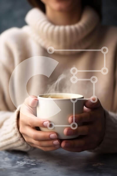 Σετ των 2 Intra Συλλεκτικό Ξύλινο Παζλ Plywood  4mm - Γυναίκα που κρατά ένα φλιτζάνι ζεστό καφέ στον ατμό Σε Ξύλινο Κουτί - Διαστάσεις: 10x10 cm – 25 κομμάτια