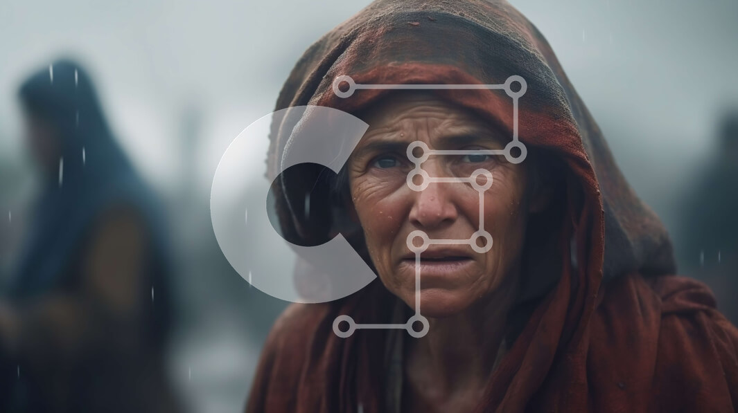 Intra Συλλεκτικό Ξύλινο Παζλ Plywood  4mm - Συναισθηματική εικόνα της ηλικιωμένης γυναίκας που στέκεται στη βροχή Σε Ξύλινο Κουτί - Διαστάσεις Puzzle: 10x10 cm – 25 κομμάτια