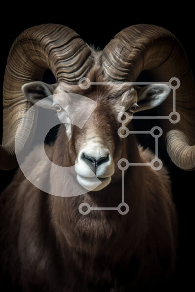 Σετ των 2 Intra Συλλεκτικό Ξύλινο Παζλ Plywood  4mm - Εκπληκτική εικόνα ενός καφέ κριού με σγουρά κέρατα Σε Ξύλινο Κουτί - Διαστάσεις: 10x10 cm – 25 κομμάτια