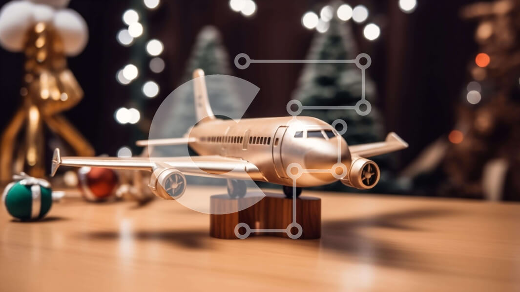 Intra Συλλεκτικό Ξύλινο Παζλ Plywood  4mm - Ασημένιο παιχνίδι αεροπλάνο με χριστουγεννιάτικα στολίδια Σε Ξύλινο Κουτί - Διαστάσεις: 10x10 cm – 25 κομμάτια