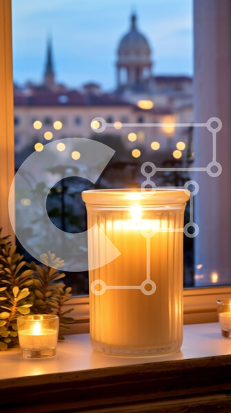 Intra Συλλεκτικό Ξύλινο Παζλ Plywood  4mm - Κερί στο περβάζι παραθύρου με φυτά Σε Ξύλινο Κουτί - Διαστάσεις Puzzle: 10x10 cm – 25 κομμάτια