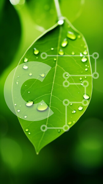 Σετ των 2 Intra Συλλεκτικό Ξύλινο Παζλ Plywood  4mm - Πράσινο φύλλο με σταγονίδια νερού στο φως του ήλιου Σε Ξύλινο Κουτί - Διαστάσεις: 10x10 cm – 25 κομμάτια