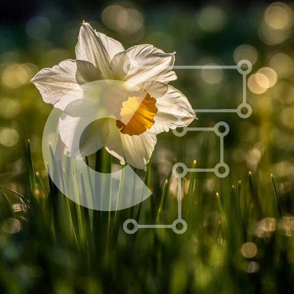 Intra Συλλεκτικό Ξύλινο Παζλ Plywood  4mm - Όμορφη εικόνα ενός λουλουδιού λευκού ασφόδελου που στέκεται ψηλά σε ένα χωράφι με πράσινο γρασίδι Σε Ξύλινο Κουτί - Διαστάσεις: 10x10 cm – 25 κομμάτια