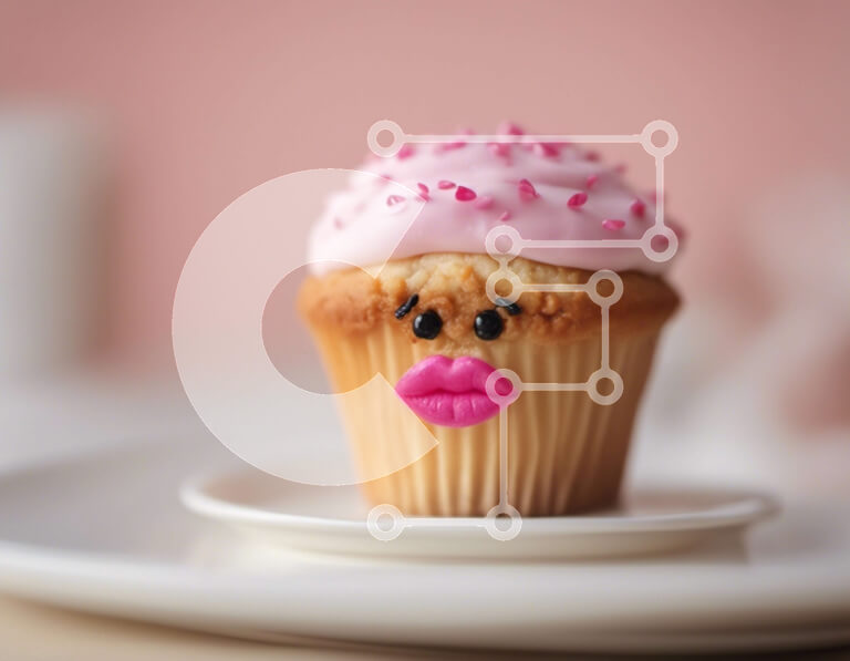 Σετ των 2 Intra Συλλεκτικό Ξύλινο Παζλ Plywood  4mm - Ροζ Cupcake με καφέ σε ένα τραπέζι Σε Ξύλινο Κουτί - Διαστάσεις: 10x10 cm – 25 κομμάτια