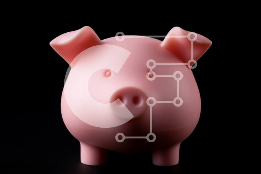 Intra Συλλεκτικό Ξύλινο Παζλ Plywood  4mm - Ροζ κουμπαράς σε μαύρο φόντο Σε Ξύλινο Κουτί - Διαστάσεις: 10x10 cm – 25 κομμάτια