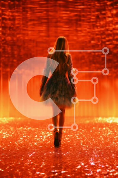 Intra Συλλεκτικό Ξύλινο Παζλ Plywood  4mm - Εκπληκτική γυναίκα που περπατά σε ένα φωτεινό δωμάτιο με λάμψη στο πάτωμα Σε Ξύλινο Κουτί - Διαστάσεις Puzzle: 10x10 cm – 25 κομμάτια