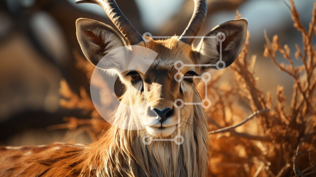 Intra Συλλεκτικό Ξύλινο Παζλ Plywood  4mm - Εκπληκτική κινηματογράφηση σε πρώτο πλάνο ενός αρσενικού Impala με μεγάλα κέρατα σε ένα καφέ λιβάδι Σε Ξύλινο Κουτί - Διαστάσεις: 10x10 cm – 25 κομμάτια