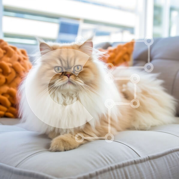 Intra Συλλεκτικό Ξύλινο Παζλ Plywood  4mm - Αξιολάτρευτη περσική γάτα σε γκρίζο καναπέ με μεγάλα παράθυρα Σε Ξύλινο Κουτί - Διαστάσεις: 10x10 cm – 25 κομμάτια