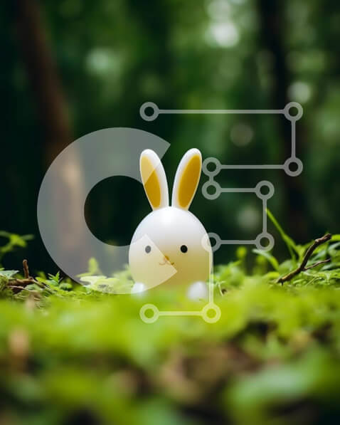 Intra Συλλεκτικό Ξύλινο Παζλ Plywood  4mm - Λευκό παιχνίδι λαγουδάκι στα πράσινα φύλλα στο δάσος Σε Ξύλινο Κουτί - Διαστάσεις: 10x10 cm – 25 κομμάτια