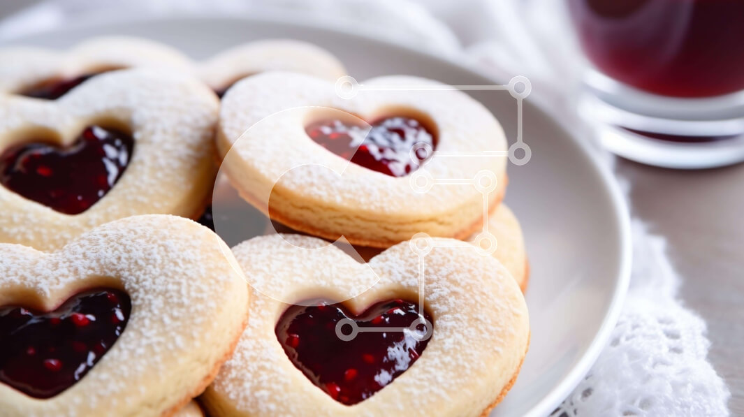 Σετ των 2 Intra Συλλεκτικό Ξύλινο Παζλ Plywood  4mm - Μπισκότα του Αγίου Βαλεντίνου με διακοσμητικά σε σχήμα καρδιάς Σε Ξύλινο Κουτί - Διαστάσεις: 10x10 cm – 25 κομμάτια