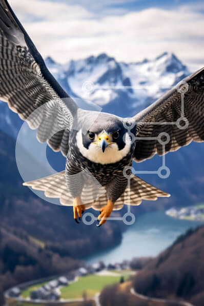 Σετ των 2 Intra Συλλεκτικό Ξύλινο Παζλ Plywood  4mm - Εκπληκτική εικόνα ενός γερακιού που πετά στα ύψη μέσα από το μαγευτικό ορεινό τοπίο Σε Ξύλινο Κουτί - Διαστάσεις: 10x10 cm – 25 κομμάτια