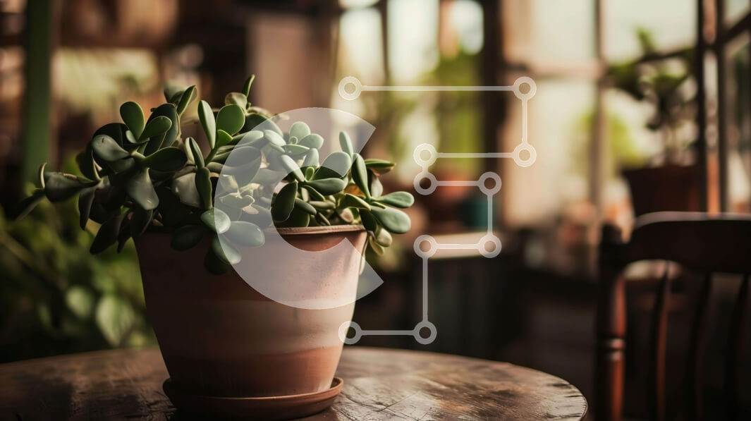 Intra Συλλεκτικό Ξύλινο Παζλ Plywood  4mm - Μικρό φυτό σε γλάστρα σε παλιό ξύλινο τραπέζι με φυσικό φως Σε Ξύλινο Κουτί - Διαστάσεις Puzzle: 10x10 cm – 25 κομμάτια