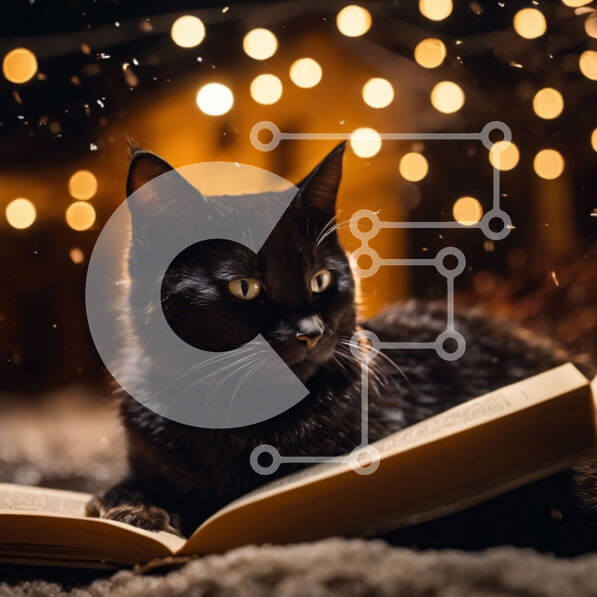 Intra Συλλεκτικό Ξύλινο Παζλ Plywood  4mm - Μαύρη γάτα με ανοιχτό βιβλίο Σε Ξύλινο Κουτί - Διαστάσεις: 10x10 cm – 25 κομμάτια