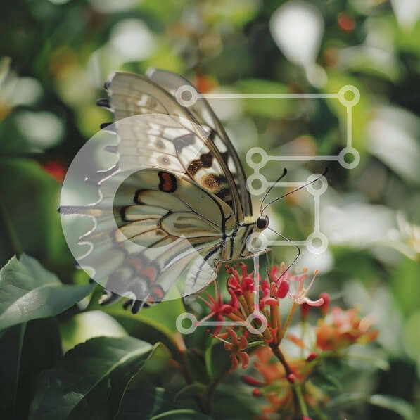 Intra Συλλεκτικό Ξύλινο Παζλ Plywood  4mm - Πεταλούδα στο πορτοκαλί λουλούδι στο δάσος Σε Ξύλινο Κουτί - Διαστάσεις: 10x10 cm – 25 κομμάτια