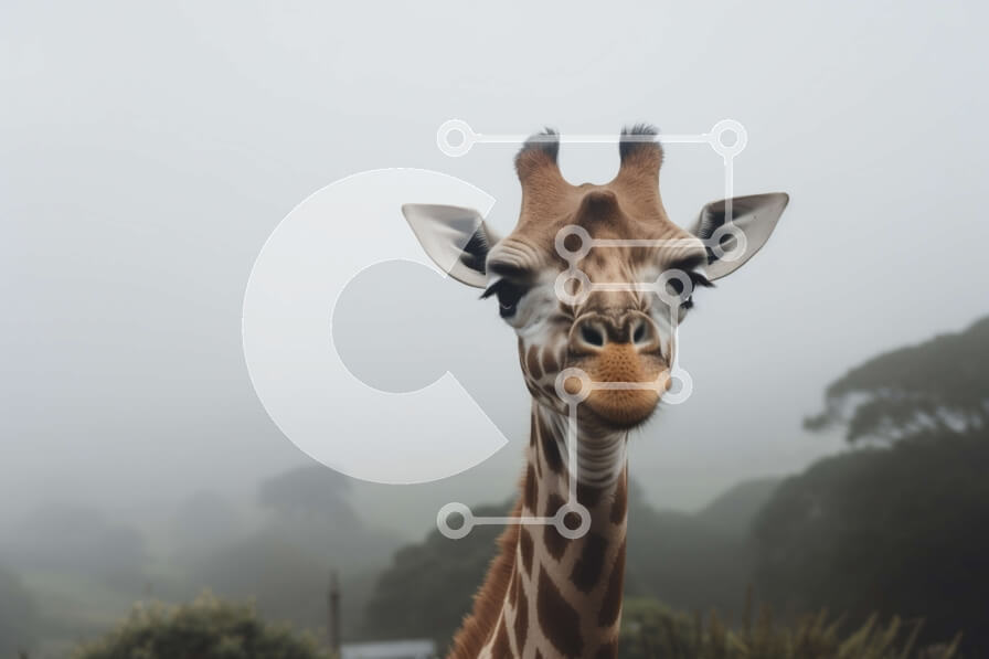 Σετ των 2 Intra Συλλεκτικό Ξύλινο Παζλ Plywood  4mm - Περίεργη καμηλοπάρδαλη στην ομίχλη Σε Ξύλινο Κουτί - Διαστάσεις: 10x10 cm – 25 κομμάτια