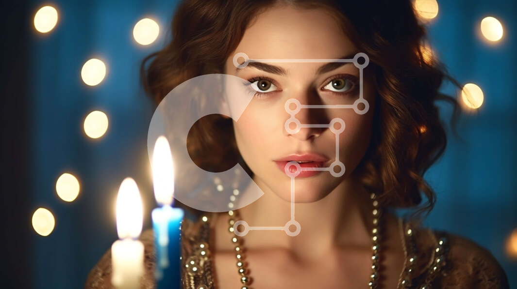 Intra Συλλεκτικό Ξύλινο Παζλ Plywood  4mm - Όμορφη γυναίκα με μαύρο φόρεμα με χρυσό κολιέ και αναμμένο κερί Σε Ξύλινο Κουτί - Διαστάσεις Puzzle: 10x10 cm – 25 κομμάτια