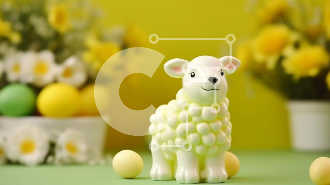 Intra Συλλεκτικό Ξύλινο Παζλ Plywood  4mm - Σκηνή με θέμα το Πάσχα με ειδώλιο προβάτου, κίτρινα αυγά και λουλούδια Σε Ξύλινο Κουτί - Διαστάσεις: 10x10 cm – 25 κομμάτια