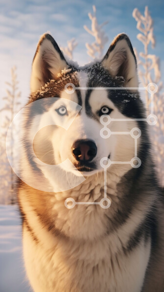 Σετ των 2 Intra Συλλεκτικό Ξύλινο Παζλ Plywood  4mm - Σιβηρικός γεροδεμένος σκύλος που στέκεται στο χιόνι Σε Ξύλινο Κουτί - Διαστάσεις: 10x10 cm – 25 κομμάτια