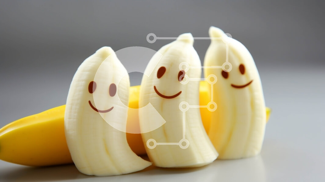 Σετ των 2 Intra Συλλεκτικό Ξύλινο Παζλ Plywood  4mm - Μπανάνες Smiley Face σε γκρίζα επιφάνεια Σε Ξύλινο Κουτί - Διαστάσεις: 10x10 cm – 25 κομμάτια