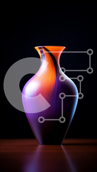 Intra Συλλεκτικό Ξύλινο Παζλ Plywood  4mm - Μωβ, πορτοκαλί και μπλε βάζο σε ξύλινο τραπέζι Σε Ξύλινο Κουτί - Διαστάσεις Puzzle: 10x10 cm – 25 κομμάτια