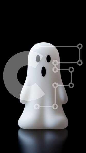 Intra Συλλεκτικό Ξύλινο Παζλ Plywood  4mm - Περίεργο ειδώλιο λευκό φάντασμα σε μαύρο φόντο Σε Ξύλινο Κουτί - Διαστάσεις Puzzle: 10x10 cm – 25 κομμάτια