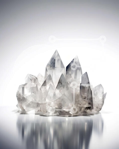 Intra Συλλεκτικό Ξύλινο Παζλ Plywood  4mm - Ομάδα διαυγών κρυστάλλων χαλαζία σε λευκό φόντο Σε Ξύλινο Κουτί - Διαστάσεις: 10x10 cm – 25 κομμάτια