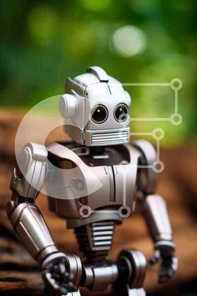 Intra Συλλεκτικό Ξύλινο Παζλ Plywood  4mm - Αξιολάτρευτη εικόνα ενός μικρού ρομπότ σε ένα φυσικό περιβάλλον Σε Ξύλινο Κουτί - Διαστάσεις Puzzle: 10x10 cm – 25 κομμάτια