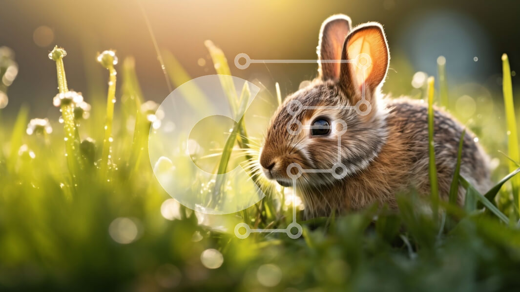 Σετ των 2 Intra Συλλεκτικό Ξύλινο Παζλ Plywood  4mm - Χαριτωμένο λαγουδάκι στο γρασίδι Σε Ξύλινο Κουτί - Διαστάσεις: 10x10 cm – 25 κομμάτια