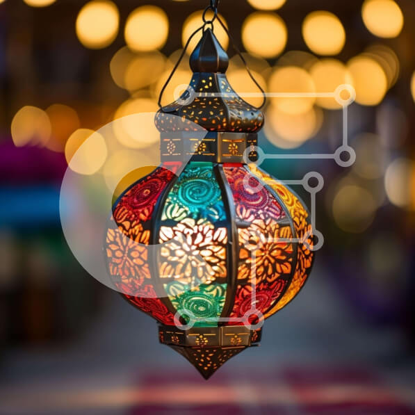 Intra Συλλεκτικό Ξύλινο Παζλ Plywood  4mm - Πολύχρωμο φανάρι σε εσωτερική διακόσμηση Σε Ξύλινο Κουτί - Διαστάσεις Puzzle: 10x10 cm – 25 κομμάτια