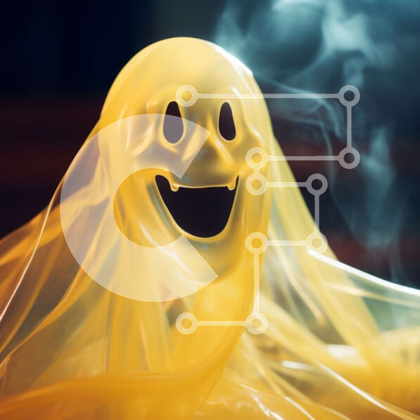 Intra Συλλεκτικό Ξύλινο Παζλ Plywood  4mm - Στολή Happy Ghost τυλιγμένο σε πλαστικό με καπνό Σε Ξύλινο Κουτί - Διαστάσεις Puzzle: 10x10 cm – 25 κομμάτια