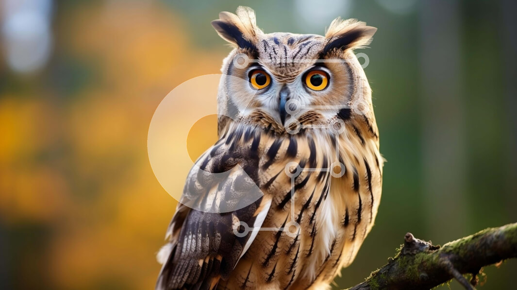 Σετ των 2 Intra Συλλεκτικό Ξύλινο Παζλ Plywood  4mm - Κουκουβάγια σκαρφαλωμένη σε ένα κλαδί με ορθάνοιχτα μάτια Σε Ξύλινο Κουτί - Διαστάσεις: 10x10 cm – 25 κομμάτια