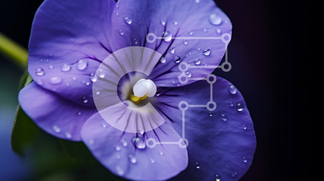 Intra Συλλεκτικό Ξύλινο Παζλ Plywood  4mm - Κοντινό πλάνο ενός μωβ λουλουδιού με σταγονίδια νερού Σε Ξύλινο Κουτί - Διαστάσεις: 10x10 cm – 25 κομμάτια