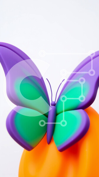 Σετ των 2 Intra Συλλεκτικό Ξύλινο Παζλ Plywood  4mm - Μωβ και πράσινο ειδώλιο πεταλούδας σε πορτοκαλί Σε Ξύλινο Κουτί - Διαστάσεις: 10x10 cm – 25 κομμάτια