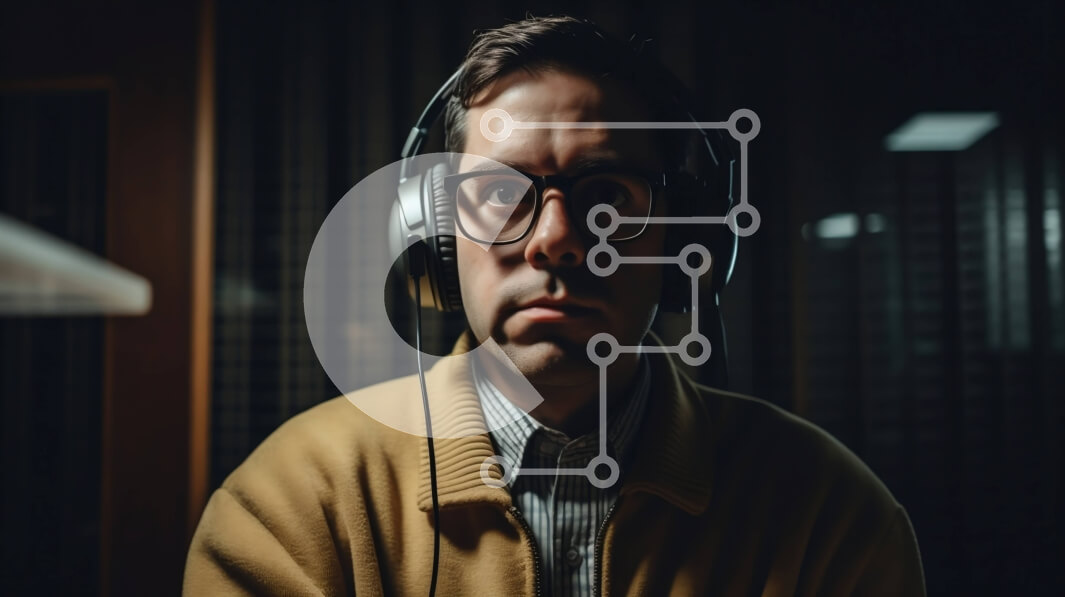 Intra Συλλεκτικό Ξύλινο Παζλ Plywood  4mm - Ωραία εικόνα του ανθρώπου που ακούει μουσική σε ένα αμυδρό δωμάτιο Σε Ξύλινο Κουτί - Διαστάσεις Puzzle: 10x10 cm – 25 κομμάτια