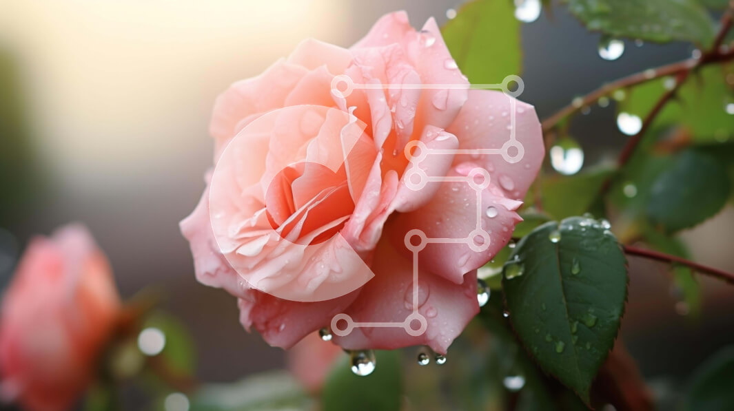 Intra Συλλεκτικό Ξύλινο Παζλ Plywood  4mm - Πανέμορφο ροζ τριαντάφυλλο με σταγόνες βροχής Σε Ξύλινο Κουτί - Διαστάσεις: 10x10 cm – 25 κομμάτια