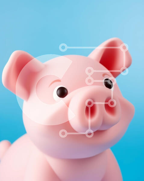 Intra Συλλεκτικό Ξύλινο Παζλ Plywood  4mm - Ροζ παιχνίδι χοίρων σε μπλε φόντο Σε Ξύλινο Κουτί - Διαστάσεις: 10x10 cm – 25 κομμάτια