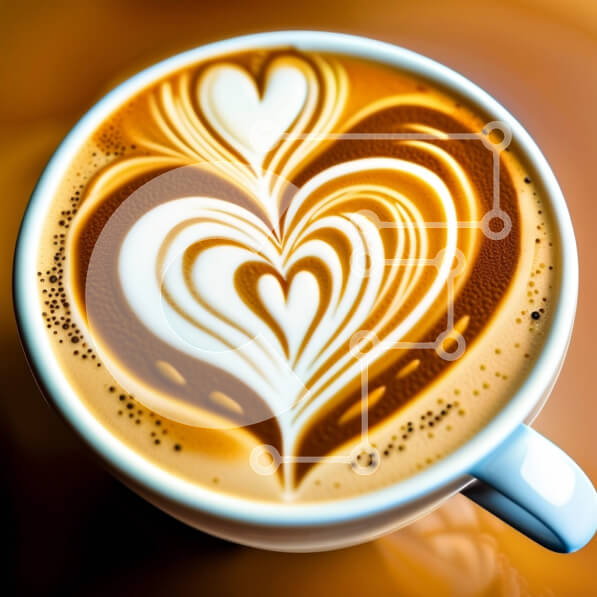 Σετ των 2 Intra Συλλεκτικό Ξύλινο Παζλ Plywood  4mm - Όμορφη κοντινή πλάνο φλιτζάνι καφέ με σχέδιο αφρού καρδιάς Σε Ξύλινο Κουτί - Διαστάσεις: 10x10 cm – 25 κομμάτια